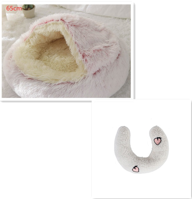 2-in-1 Plush Round Pet Bed