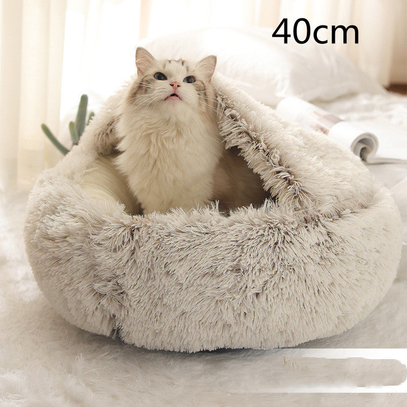 2-in-1 Plush Round Pet Bed