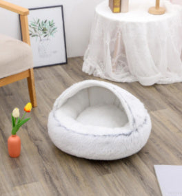 2-in-1 Plush Round Pet Bed