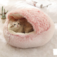 2-in-1 Plush Round Pet Bed