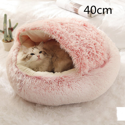 2-in-1 Plush Round Pet Bed