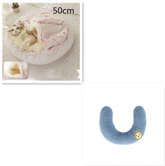 2-in-1 Plush Round Pet Bed