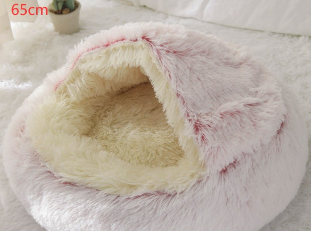 2-in-1 Plush Round Pet Bed