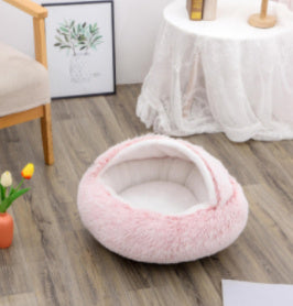 2-in-1 Plush Round Pet Bed