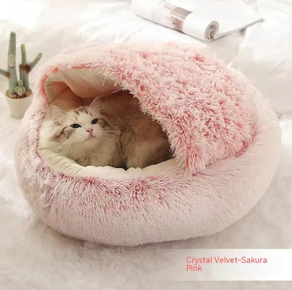 2-in-1 Plush Round Pet Bed