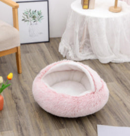 2-in-1 Plush Round Pet Bed